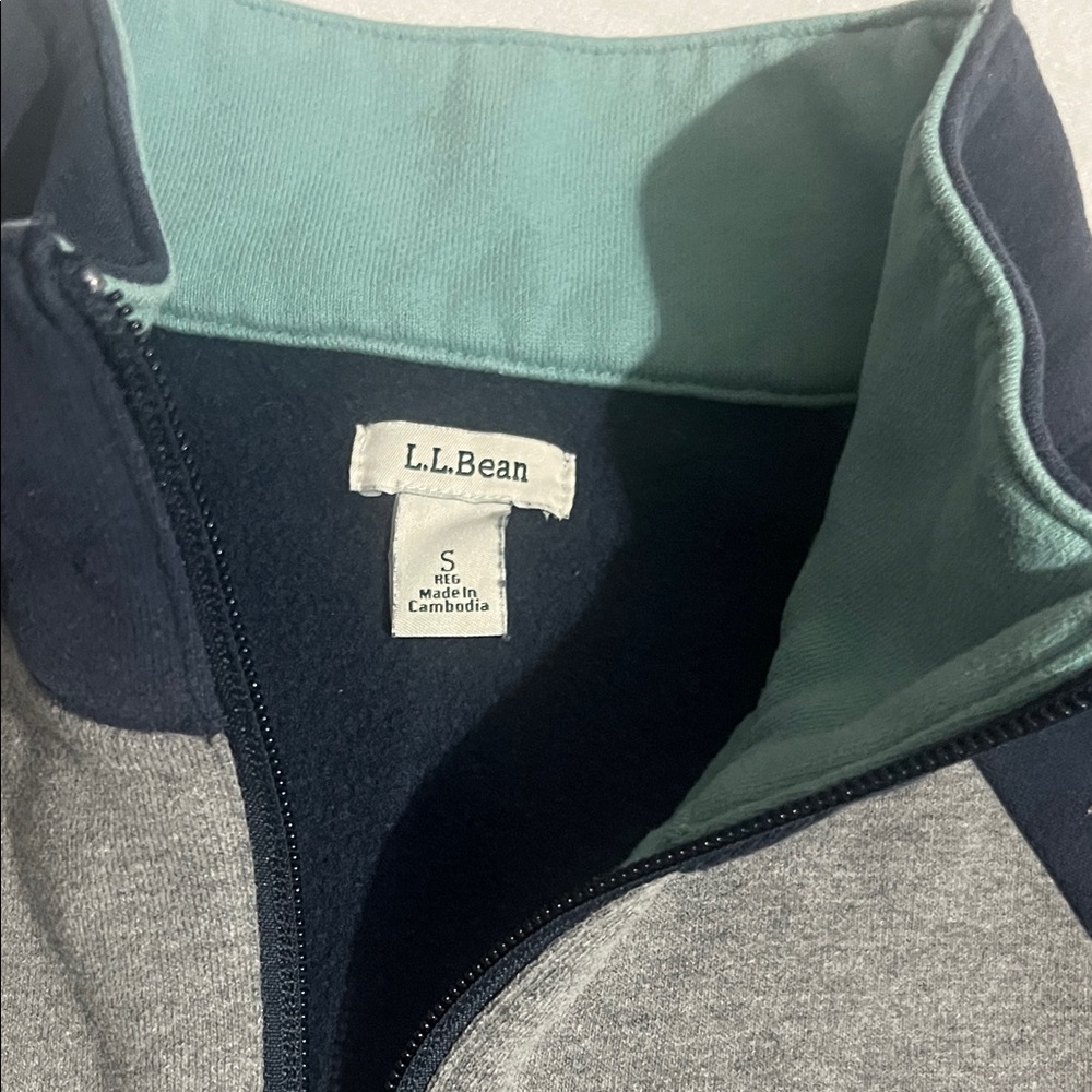 L.L. Bean Men's Blue and Gray Zip-Up Sweater - Picture 4 of 4